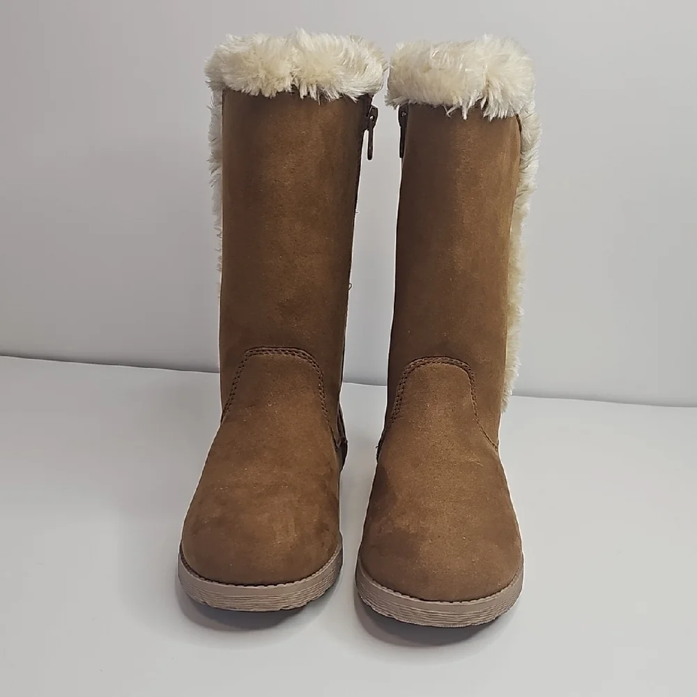 Cat & Jack Girl Brown Winter Boots with Faux‎ Fur Size 3